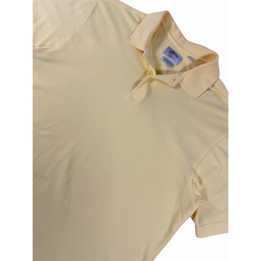 Callaway Golf Polo Shirt Mens L Yellow Cotton Short Sleeve Casual Performance